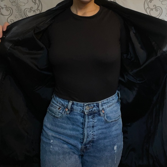 Black genuine leather long jacket. Fully lined. - Picture 9 of 13